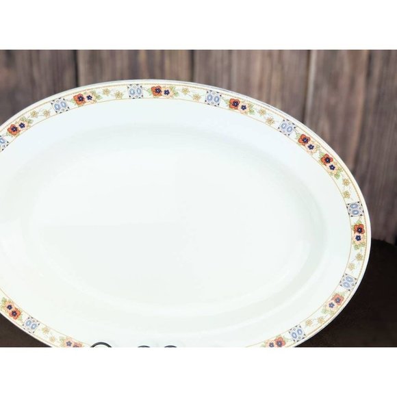 Large Vtg White Porcelain Autumn Fall Turkey Platter | 14" Oval Serving Platter - Picture 5 of 9